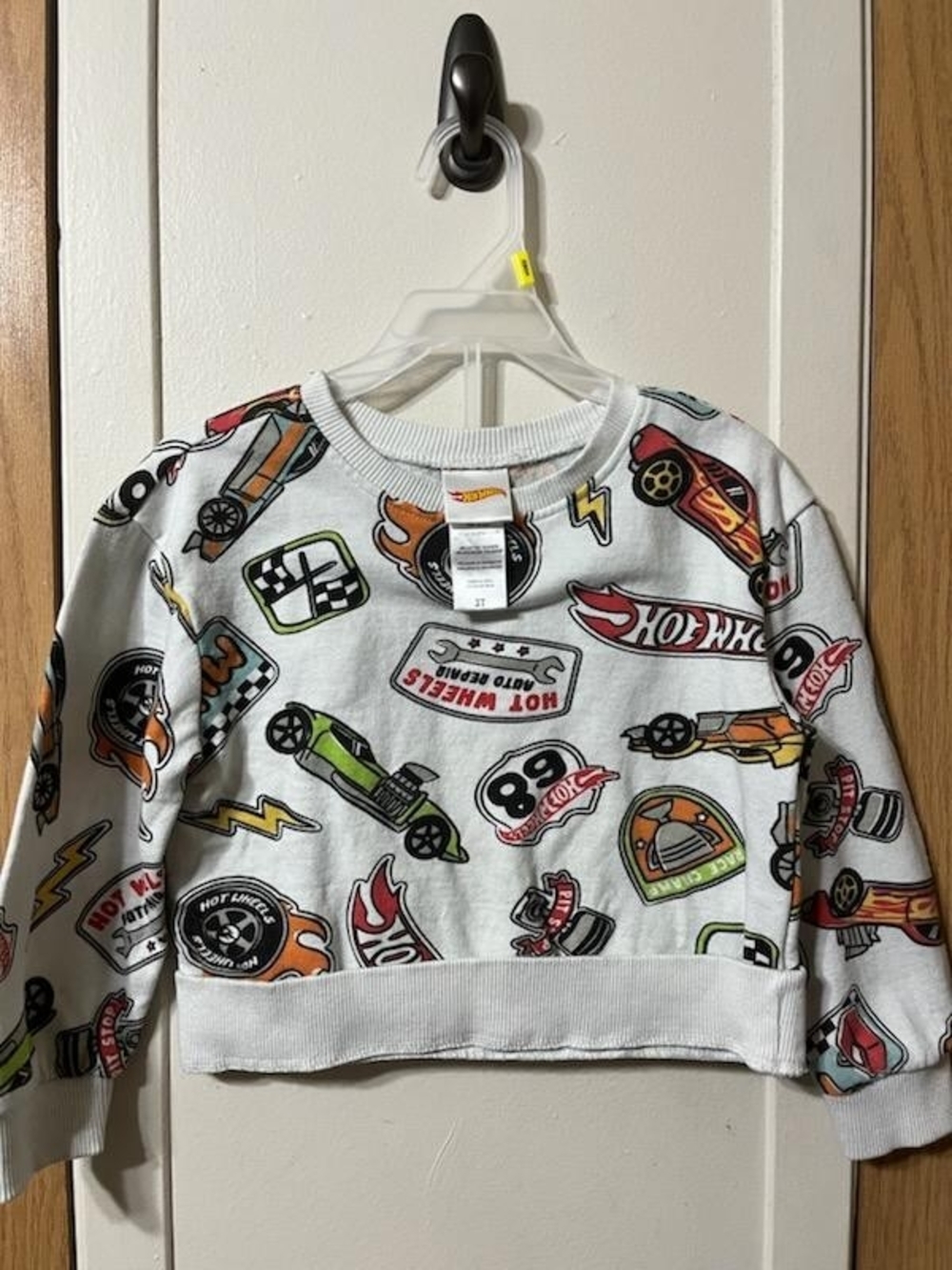 Hot Wheels White Crewneck Sweatshirt for Kids